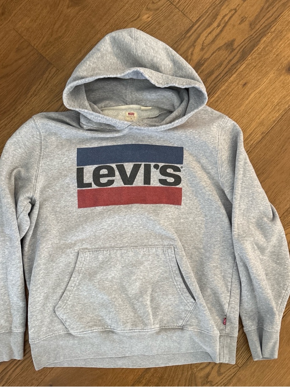 Levi's Gray Pullover Hoodie with Navy and Red Logo
